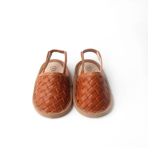Woven Leather Baby Sandals Tawny