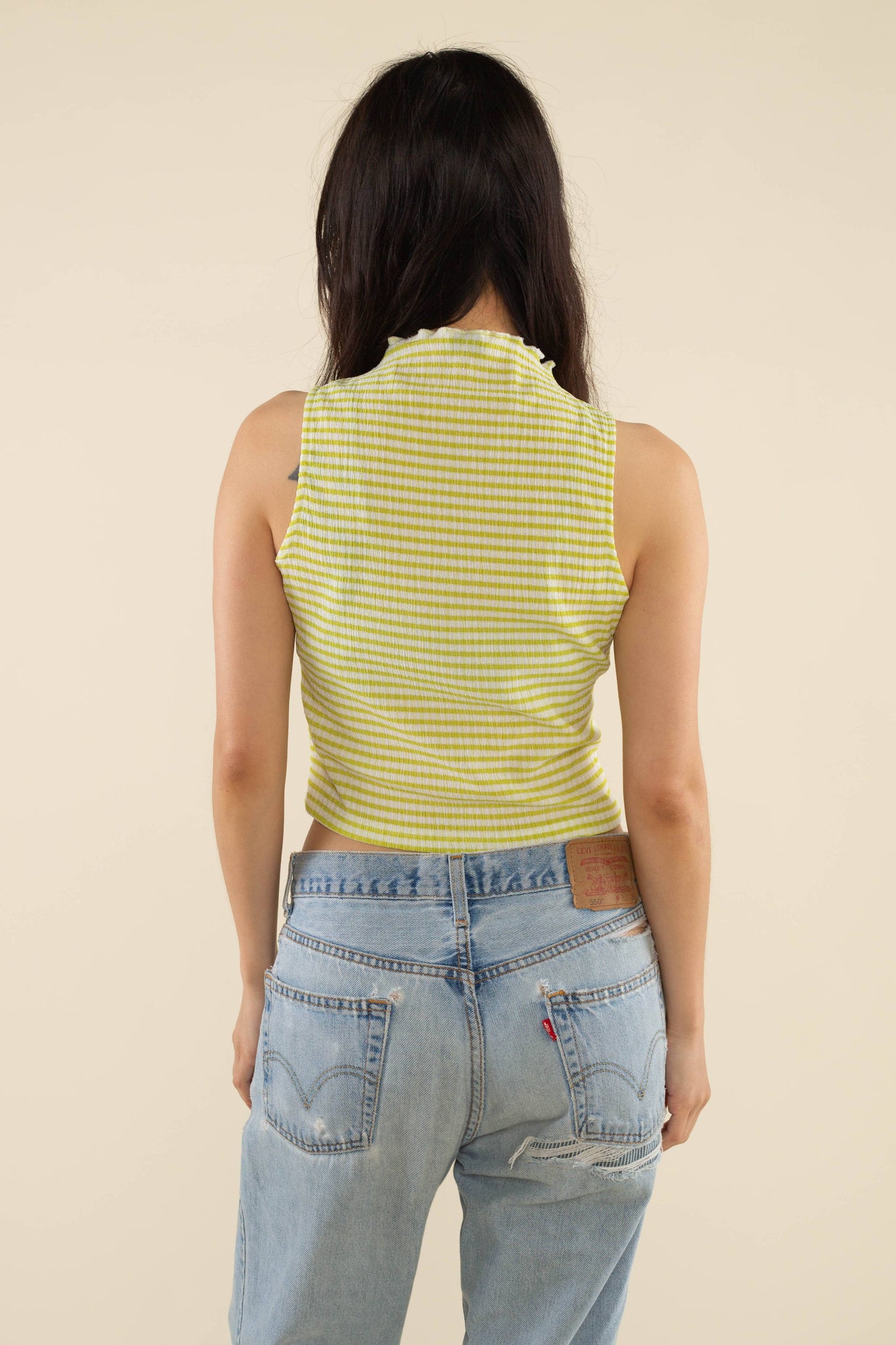 Beau Mock Neck Gingham Tank