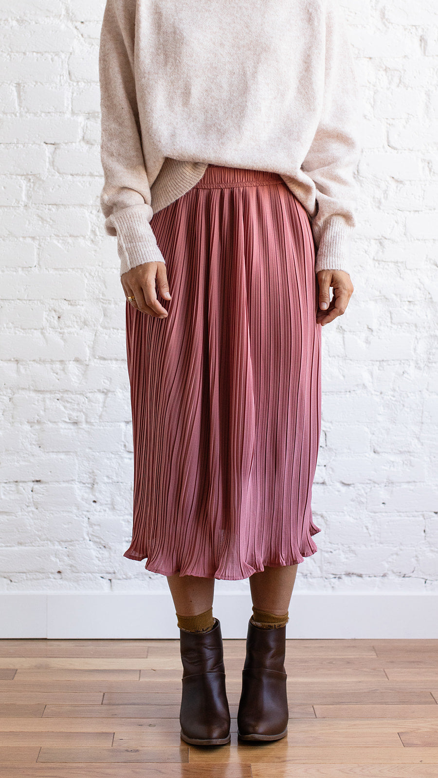 Dusty Rose Pleated Skirt
