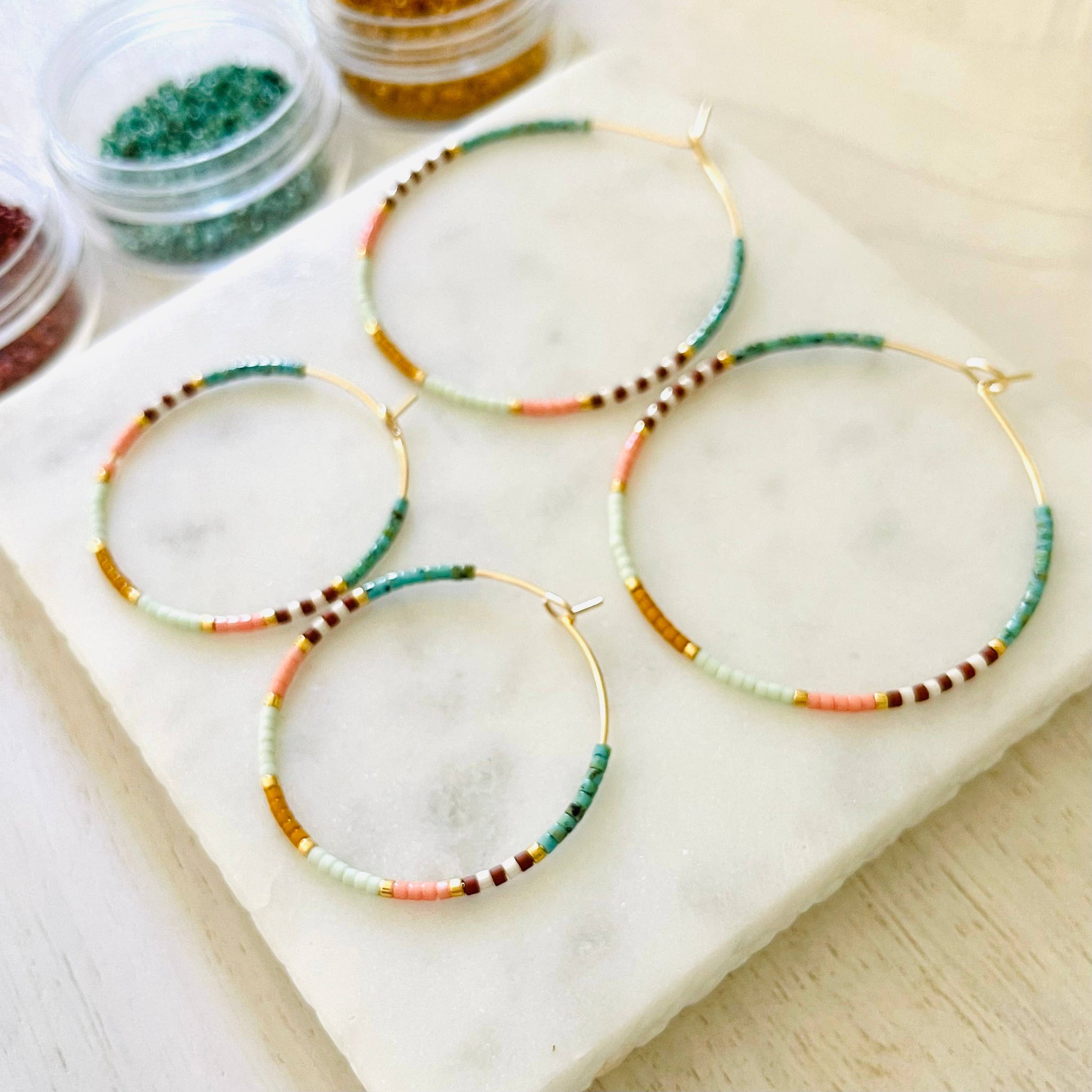 Phoenix miyuki glass beaded hoop earrings