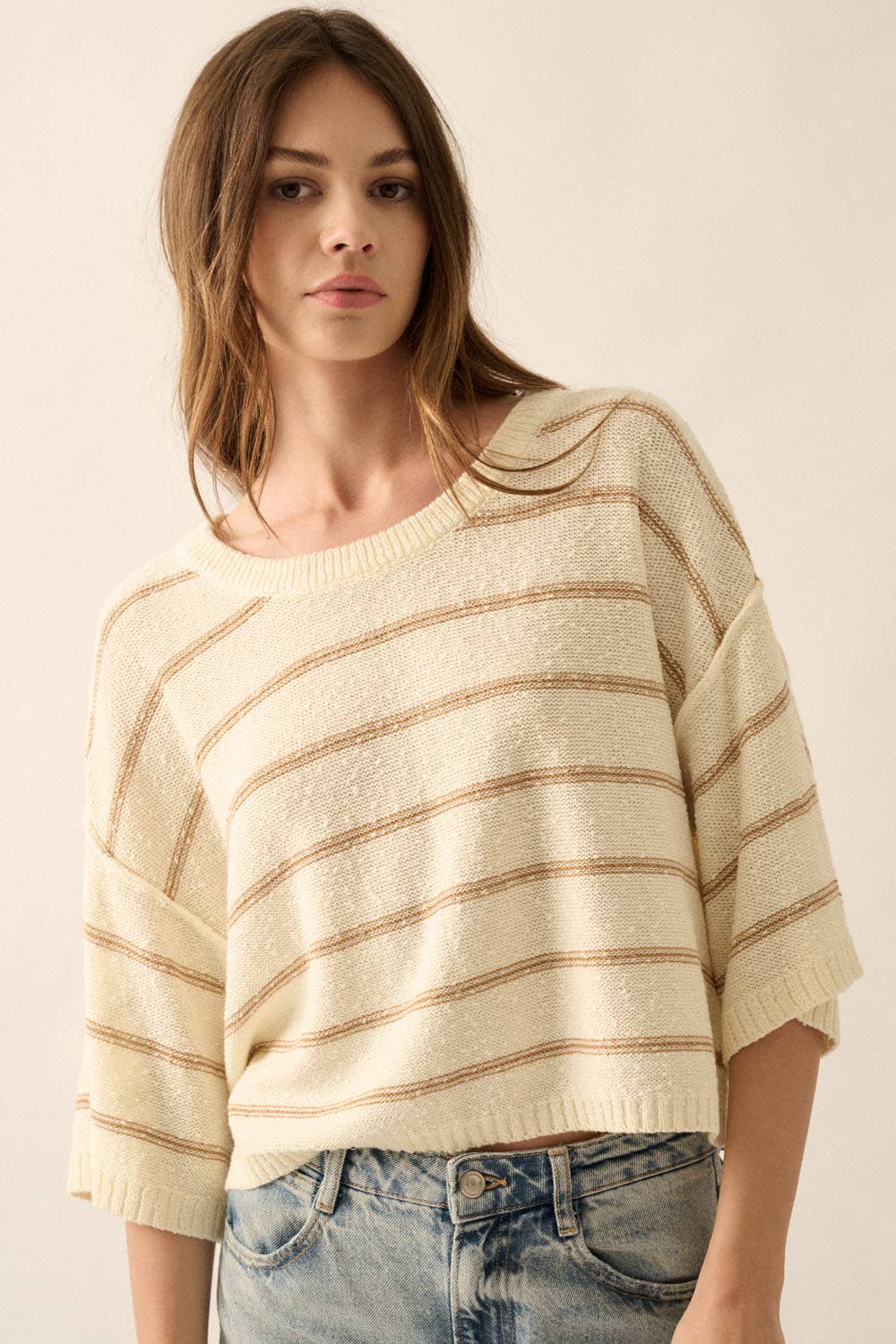 Nelly Sweater - Cream/Camel