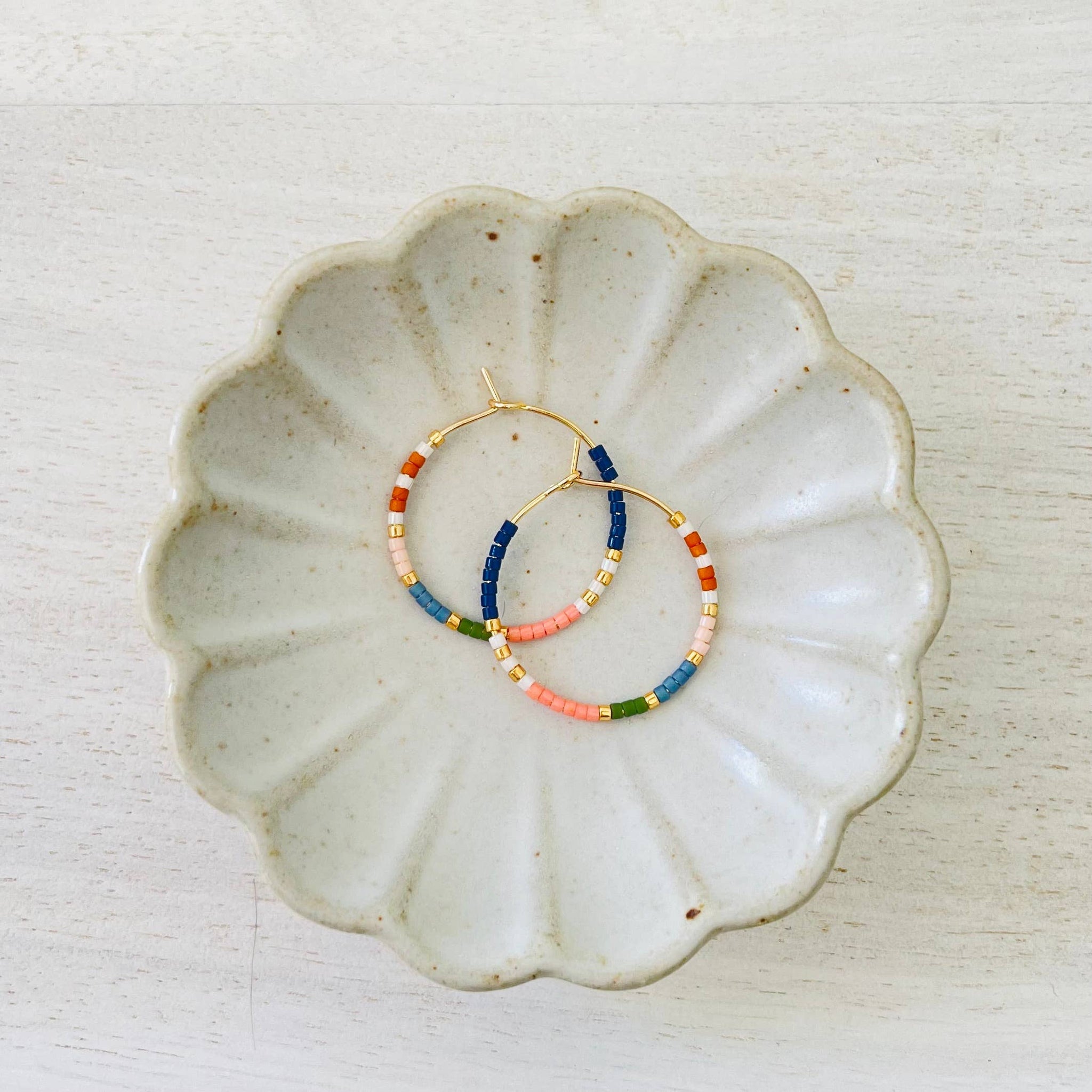 Pocket Full of Posies //  miyuki glass beaded hoop earrings