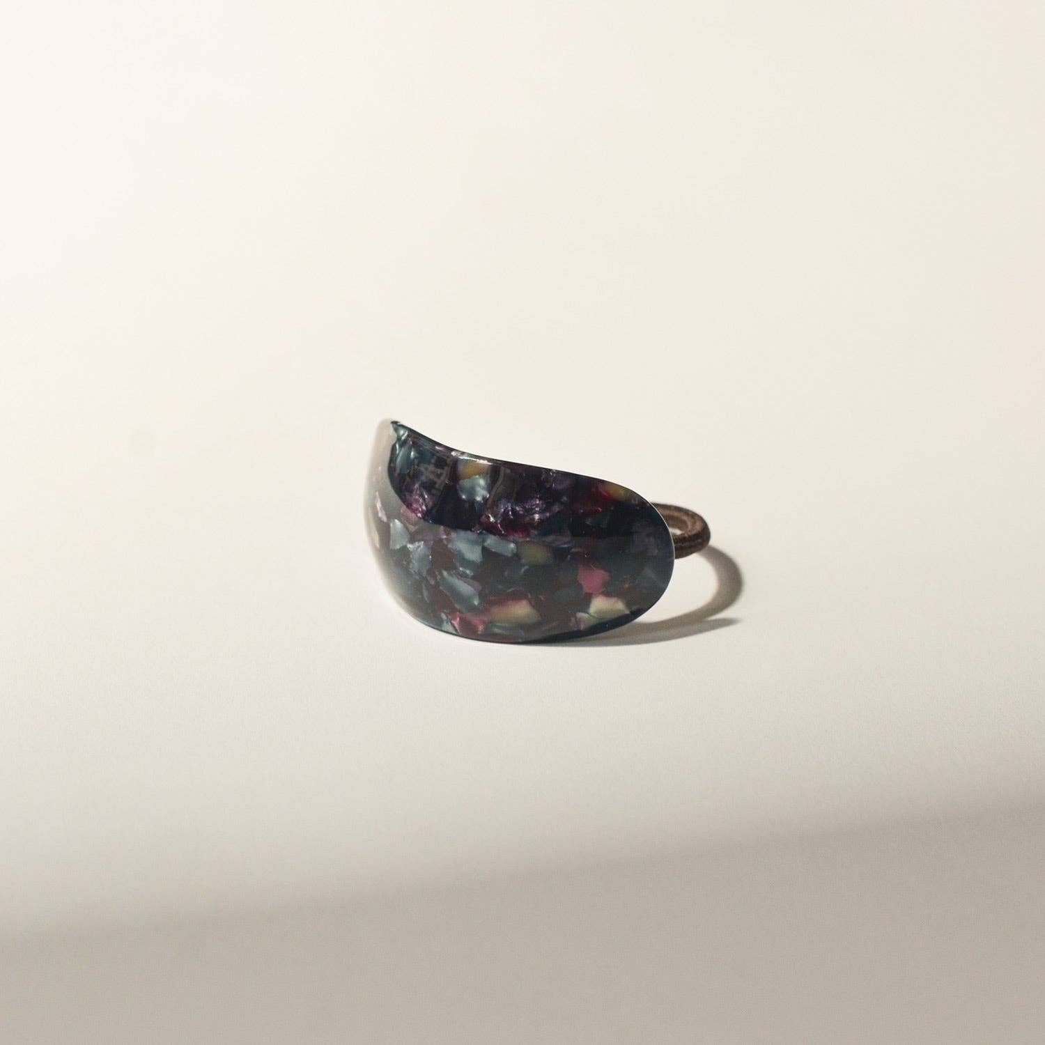 Curved Oval Resin Ponytail Hair Tie | Midnight Blue