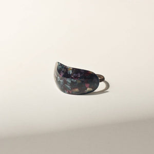 Curved Oval Resin Ponytail Hair Tie | Midnight Blue