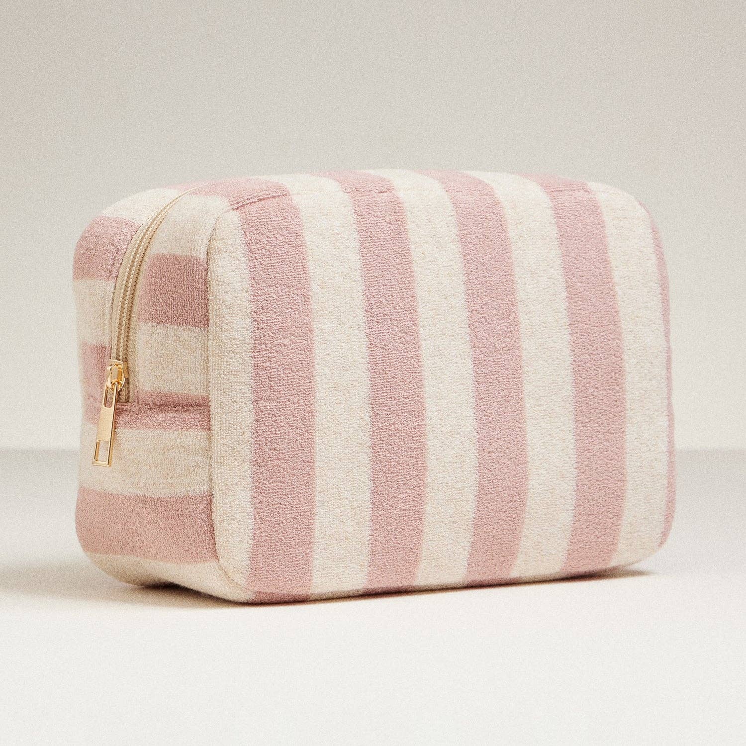 Terry Striped Pouch- Dark Pink