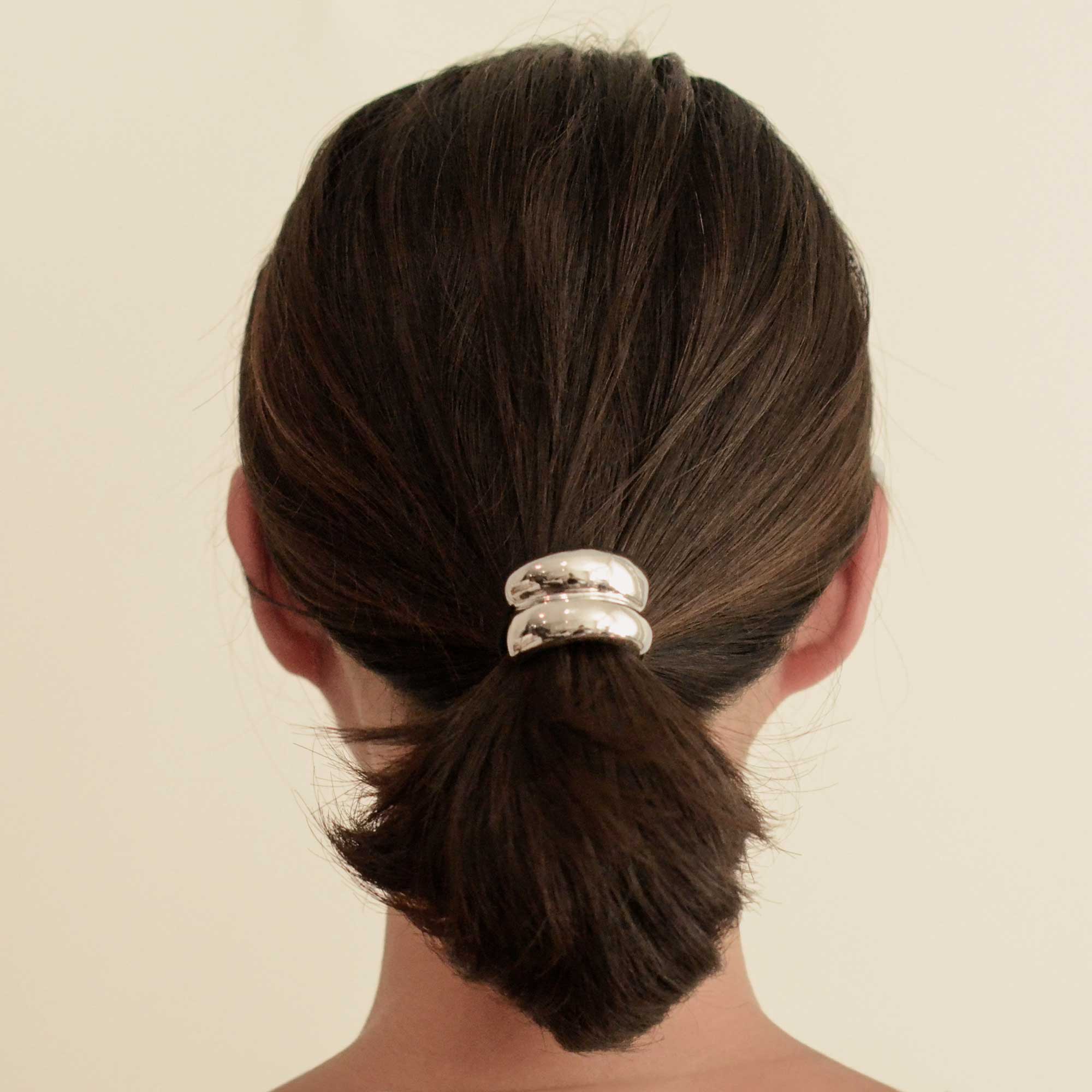 Mini Double Arch Metal Ponytail Hair Tie | Silver