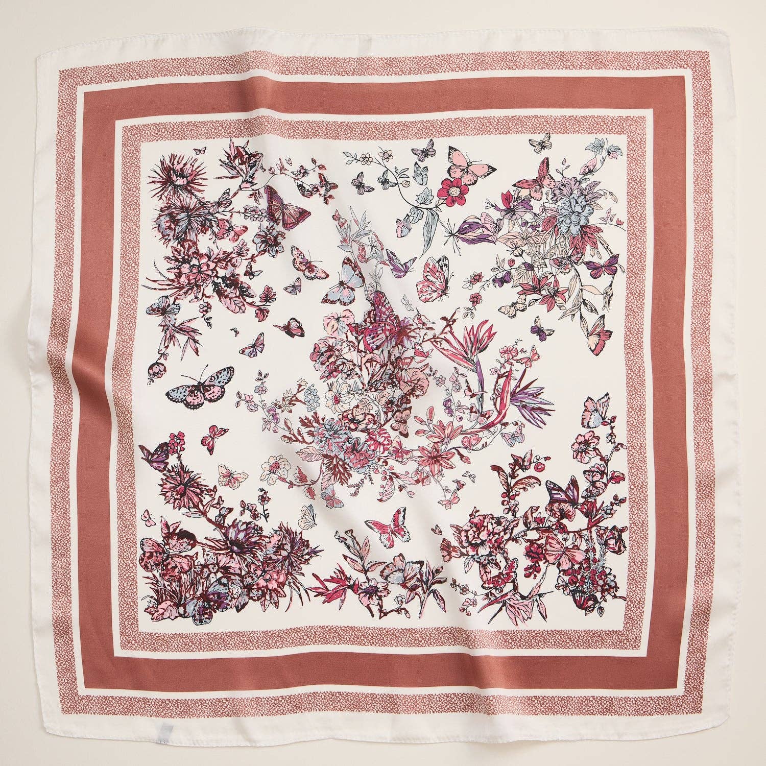 Floral Butterfly Print Scarf – Rose