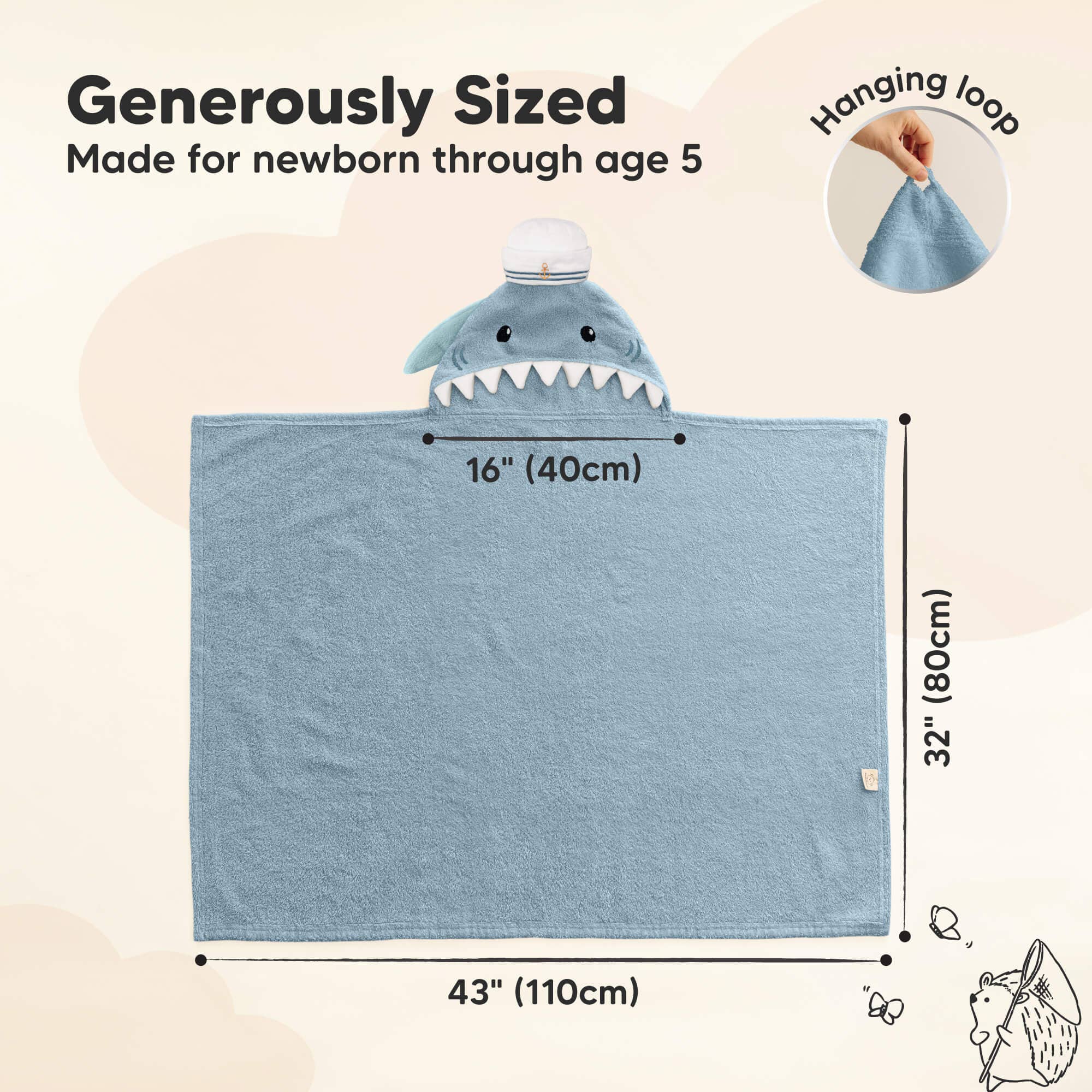 Playpals Hooded Baby Bath Towels for Newborn