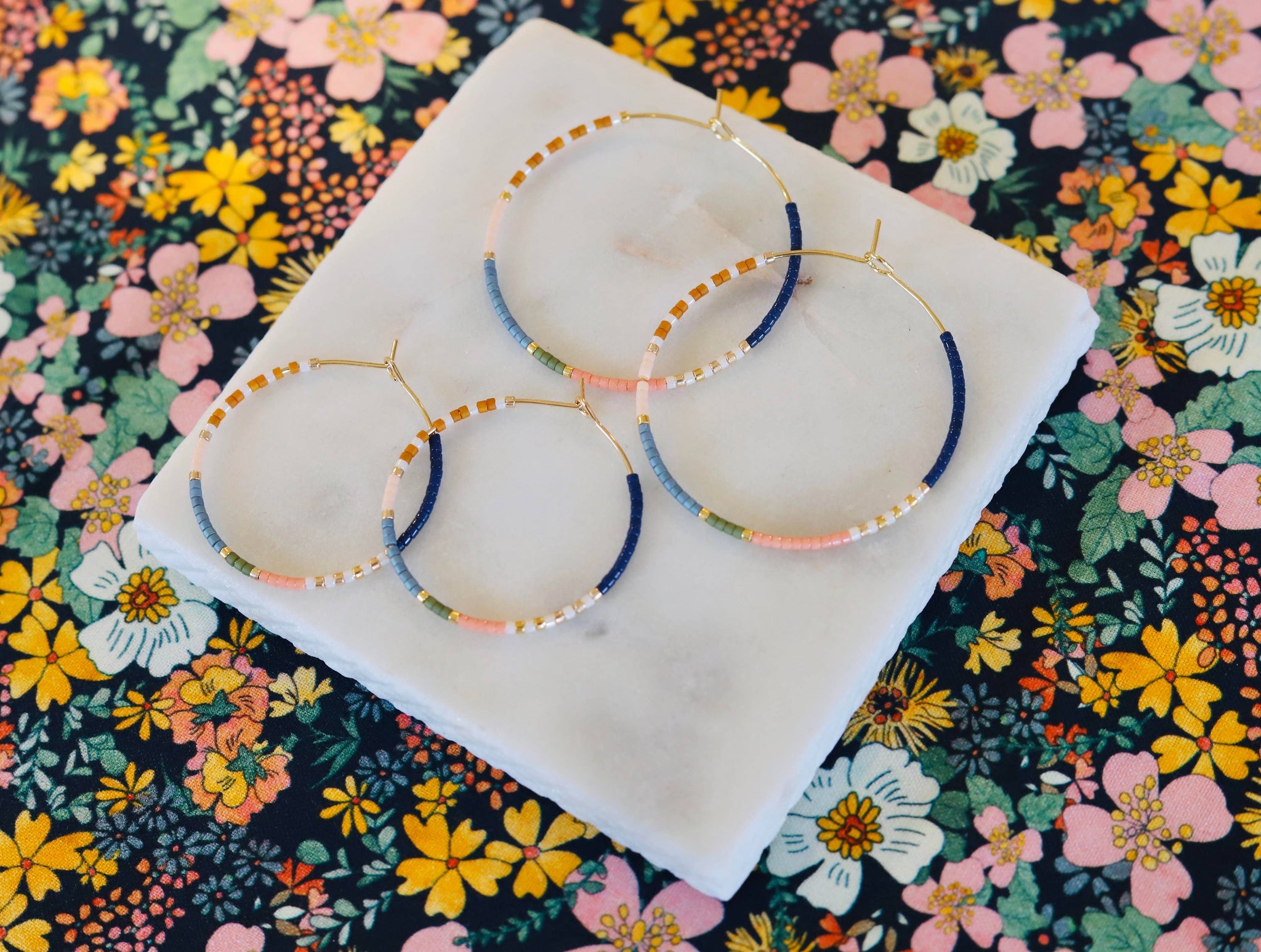 Pocket Full of Posies //  miyuki glass beaded hoop earrings