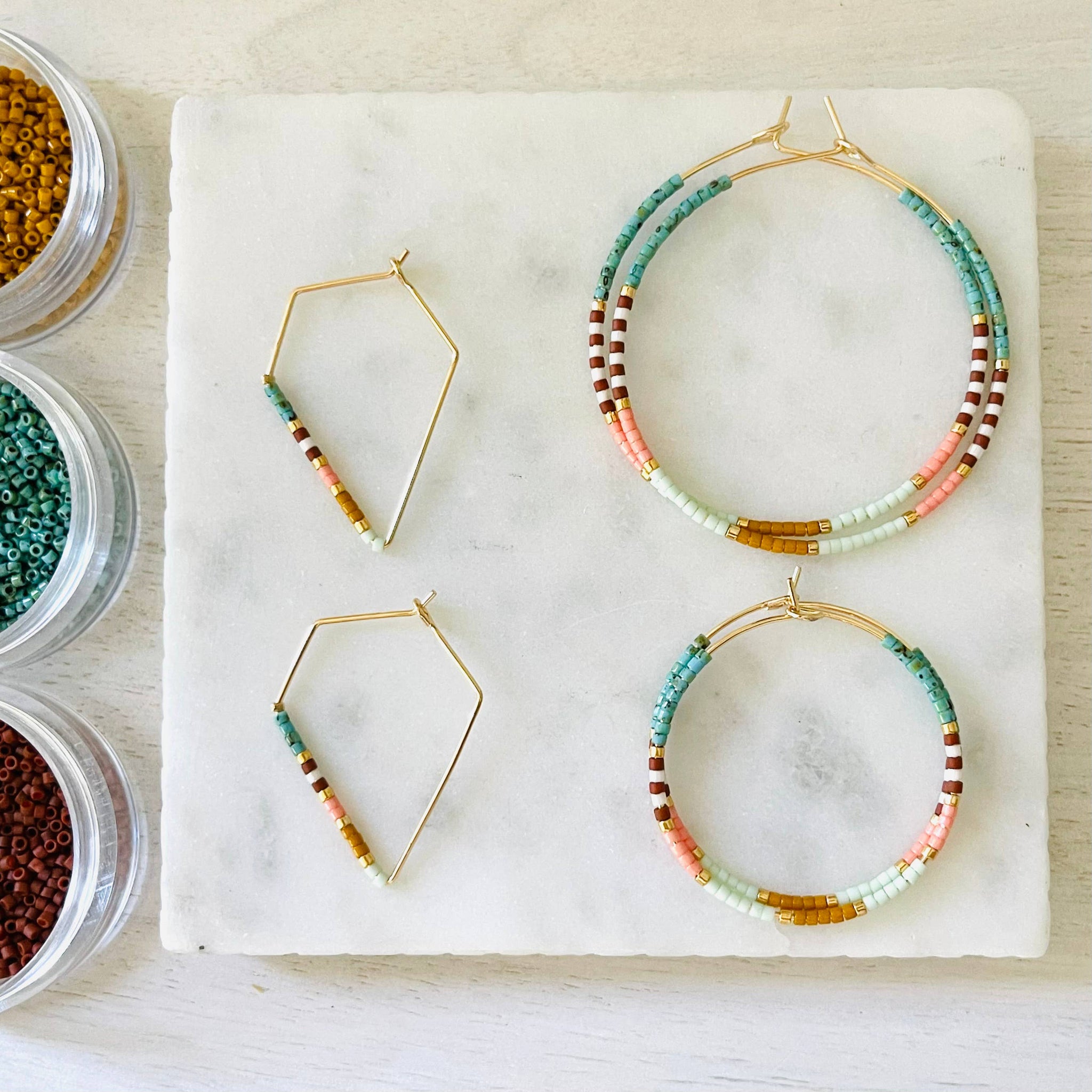 Phoenix miyuki glass beaded hoop earrings