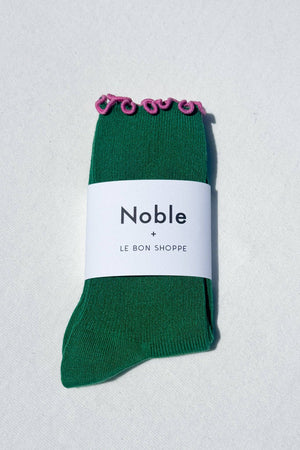 Ruffled Modal Socks Spinach/Pink