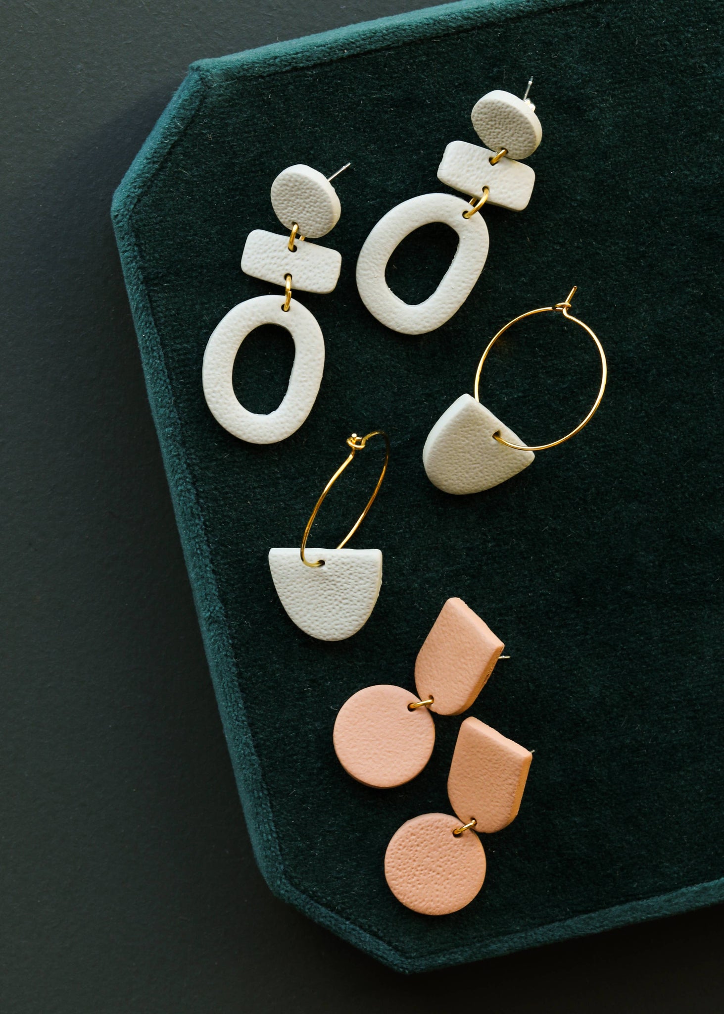 Circle Dome Clay Earrings - Desert