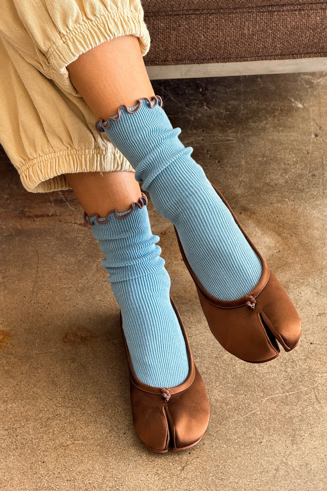 Ruffled Modal Socks Powder Blue