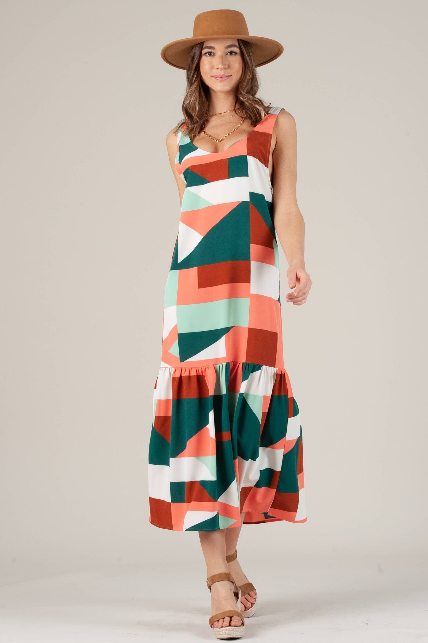 Geo Print Woven Maxi Dress