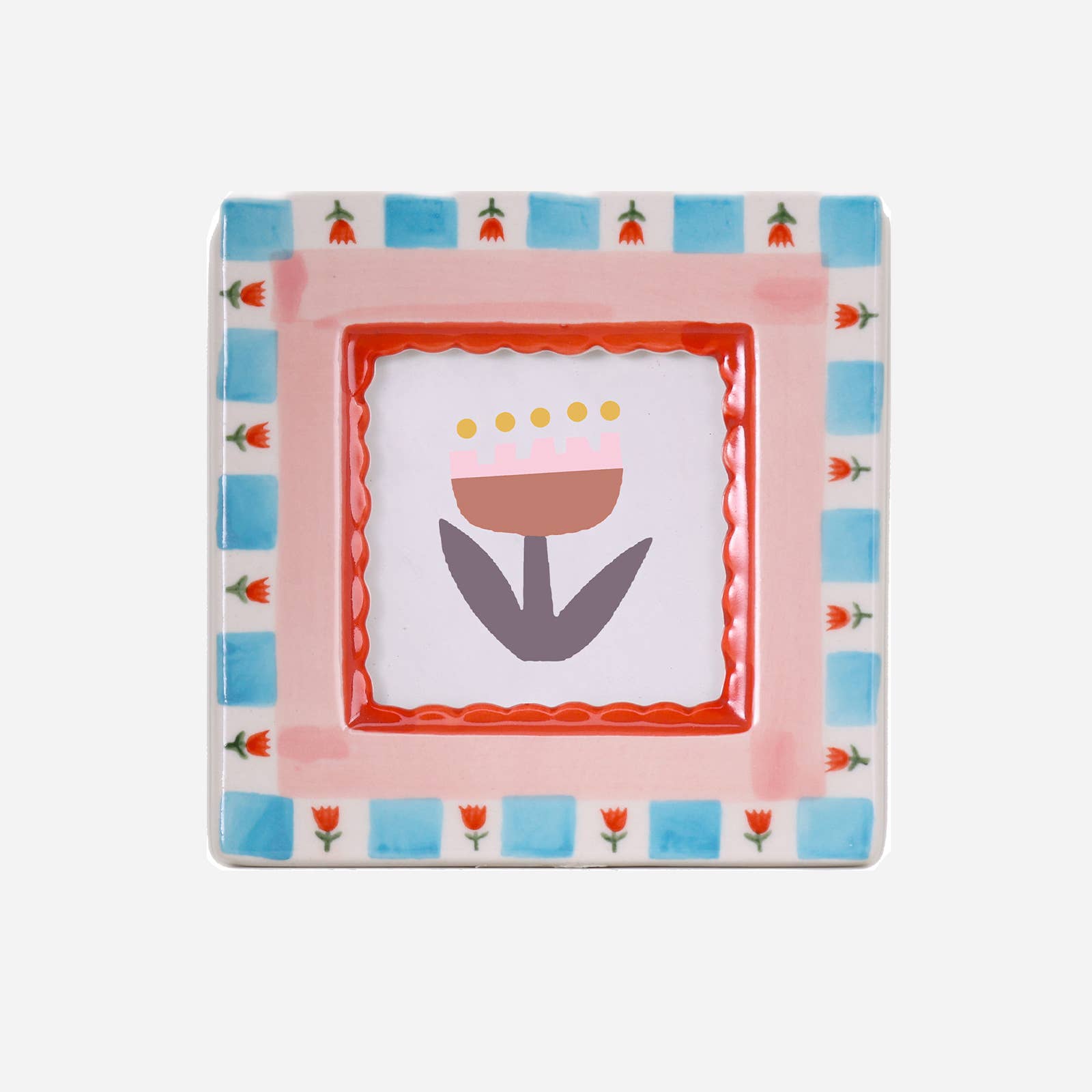 Red Flowers Hand-painted Ceramic Photo Frame