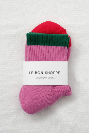 Color Block Girlfriend Socks : Grey Pink