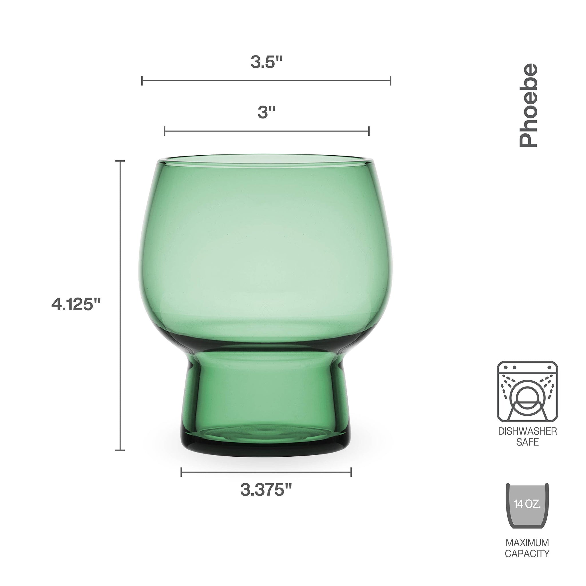 Phoebe 14Oz Sage Glass S/4