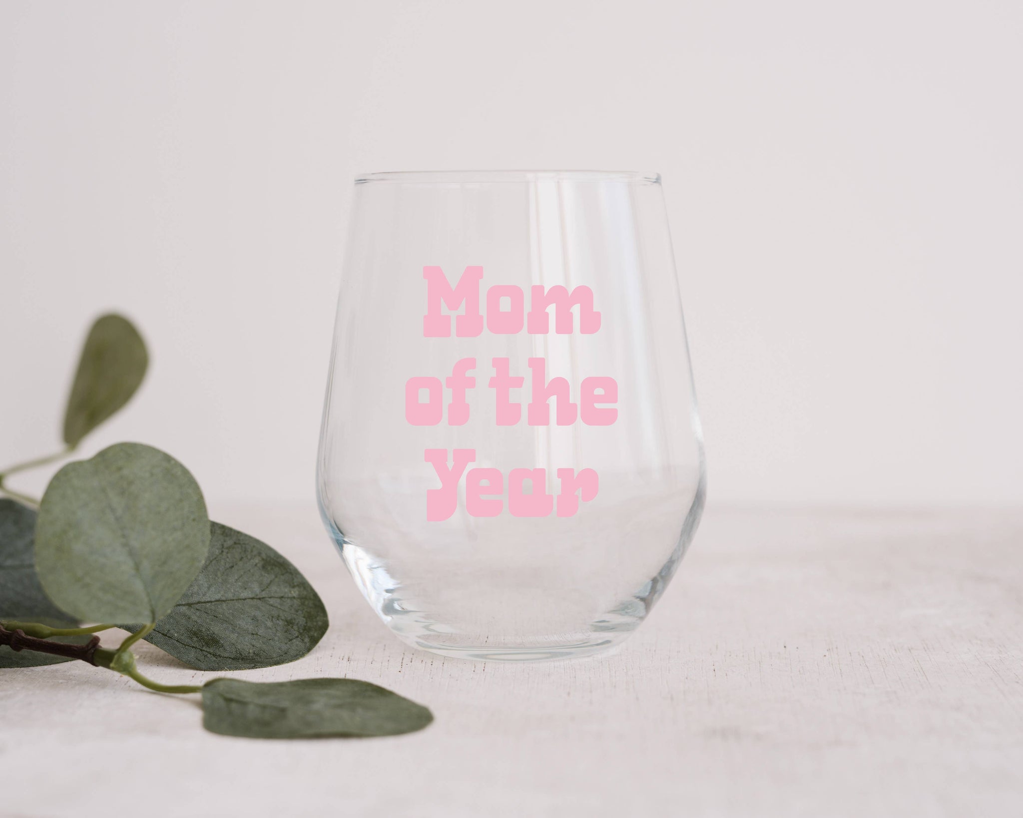 Orange Mom Of the Year Printed Stemless Wine Glass