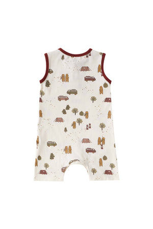 Baby Organic Cotton Tank Romper- Camping