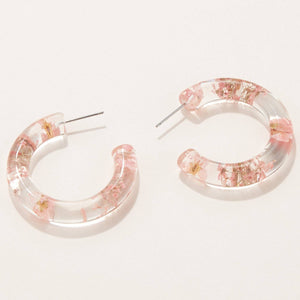Pressed Flower Hoop Earrings