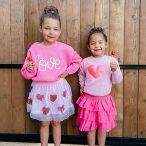 Pink and Red Glitter Hearts Valentine's Day Clip - Kids