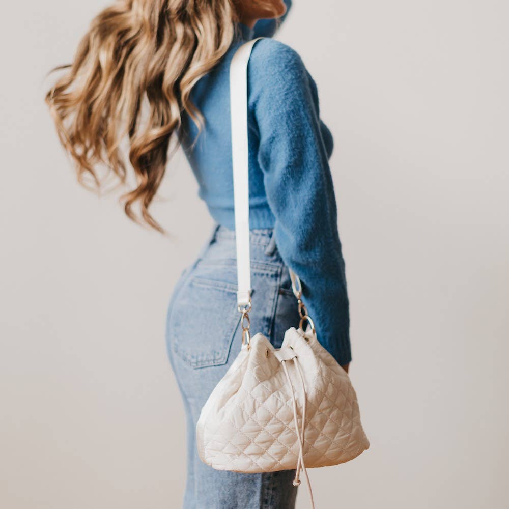 Quincey Quilted Crossbody: Cream