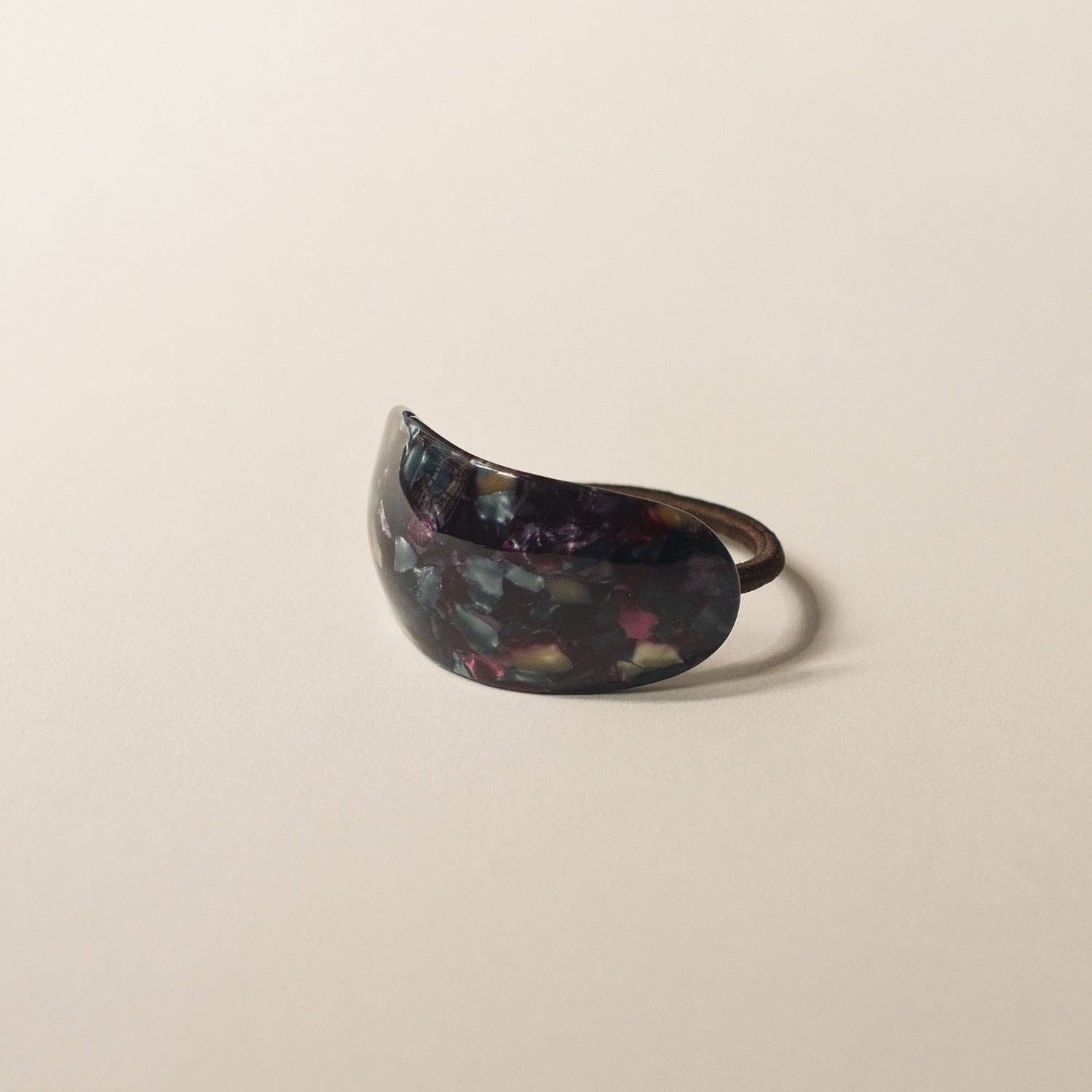 Curved Oval Resin Ponytail Hair Tie | Midnight Blue