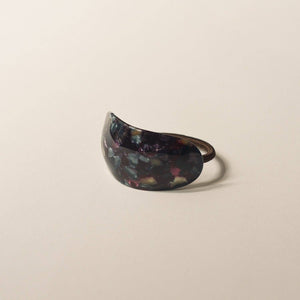 Curved Oval Resin Ponytail Hair Tie | Midnight Blue