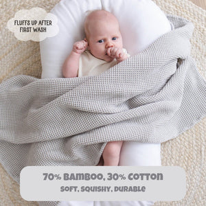 Grey Waffle Bamboo Baby Blanket