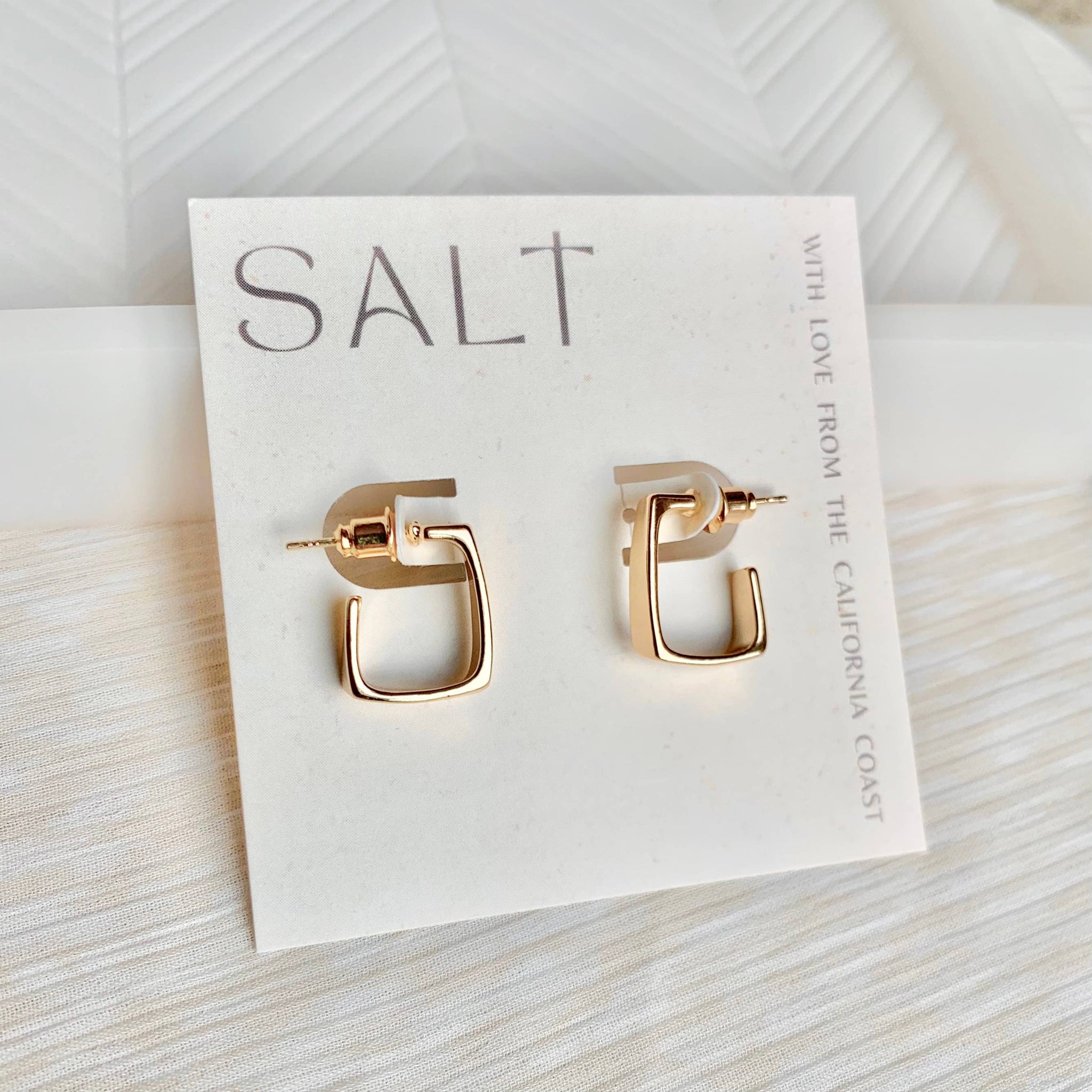 Square Hoop  | 18k Post Huggies