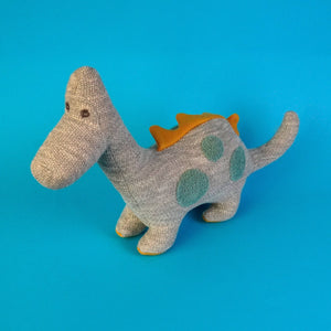 Large Organic Cotton Dinosaur Plush Toy, Diplodocus Grey