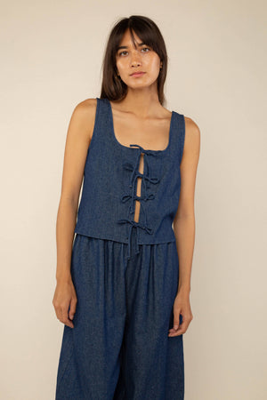 Denim Tie Top