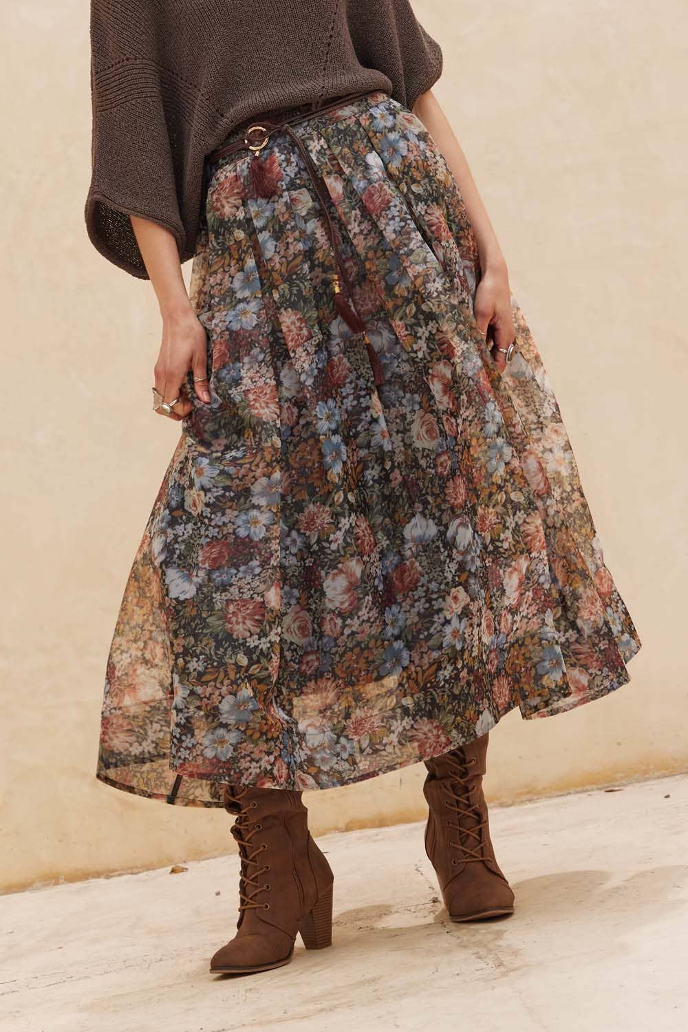 Francis Pleated Midi Skirt