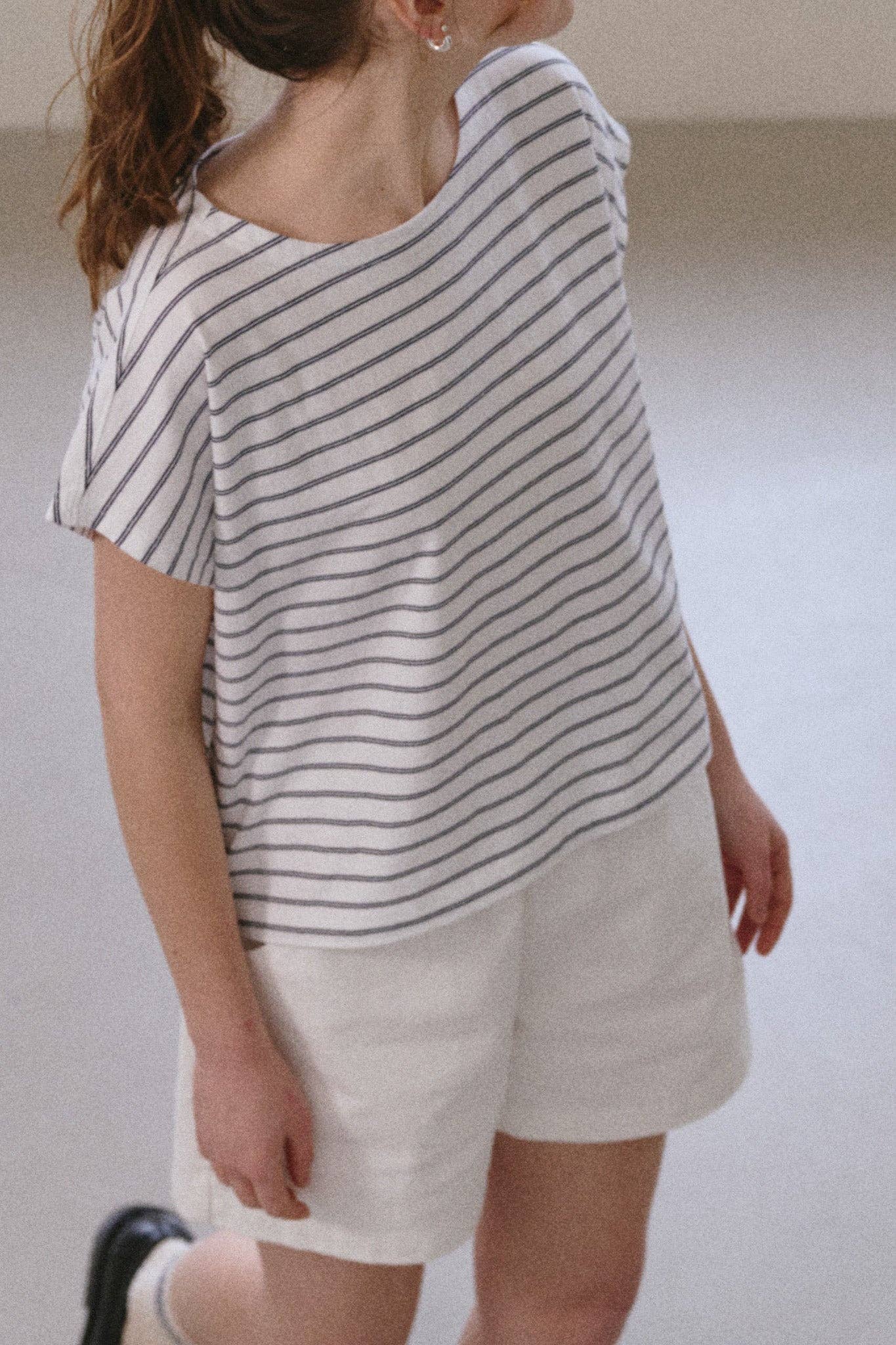 Chérie Tee White/Navy Stripe