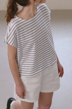 Chérie Tee White/Navy Stripe