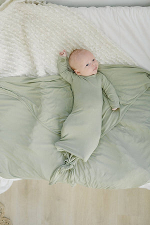 Dried Thyme Knotted Gown: 0-3 Months