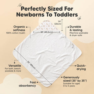 KeaBabies Lyra Muslin Hooded Towel