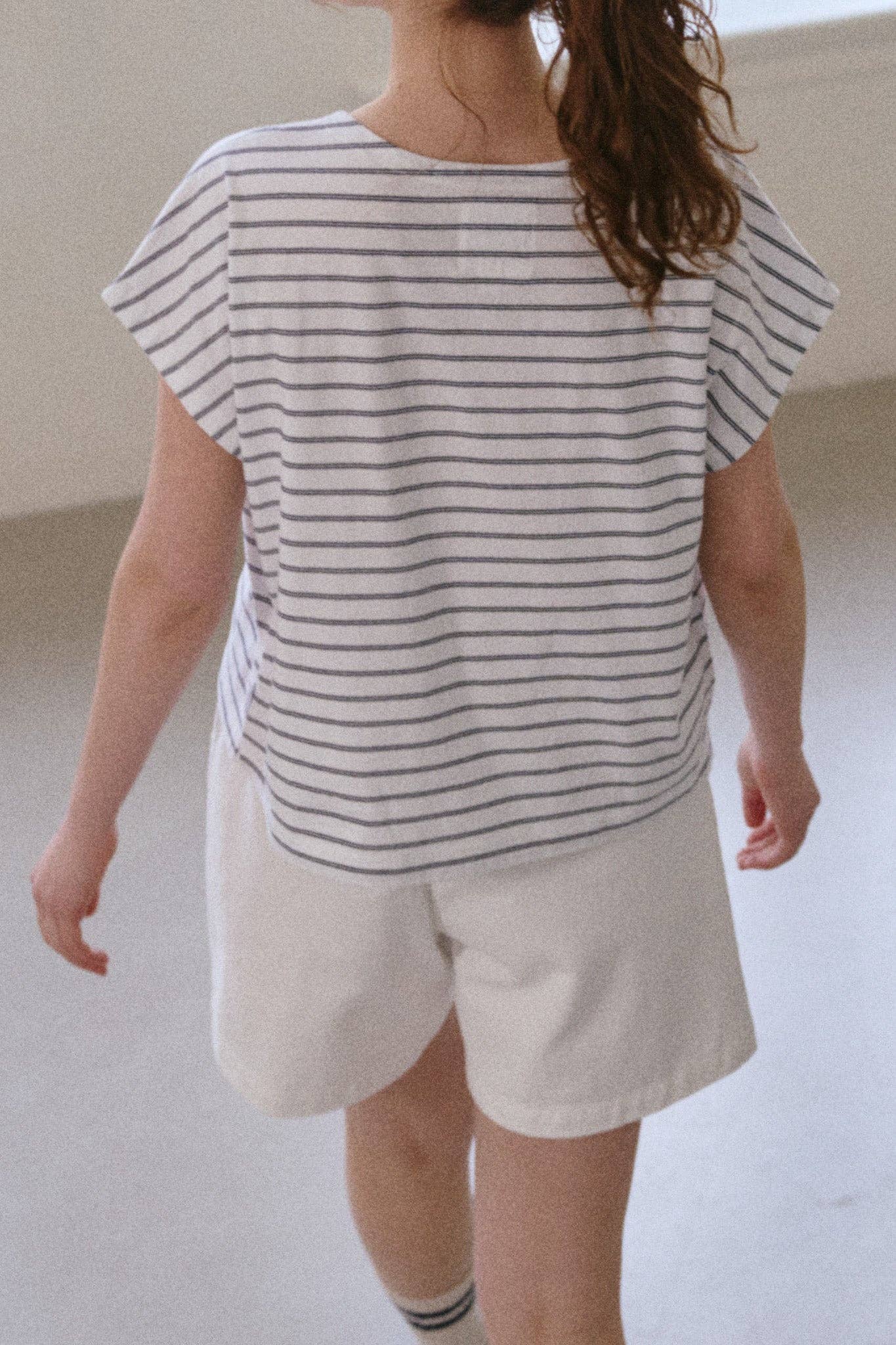 Chérie Tee White/Navy Stripe