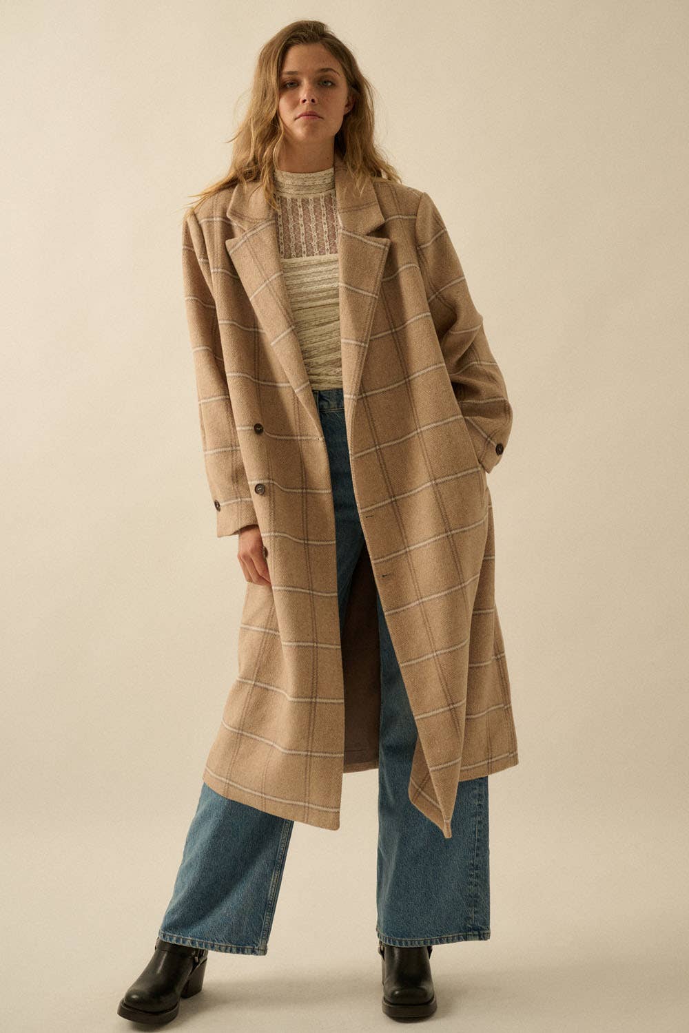 Polly Tweed Calf-Length Overcoat