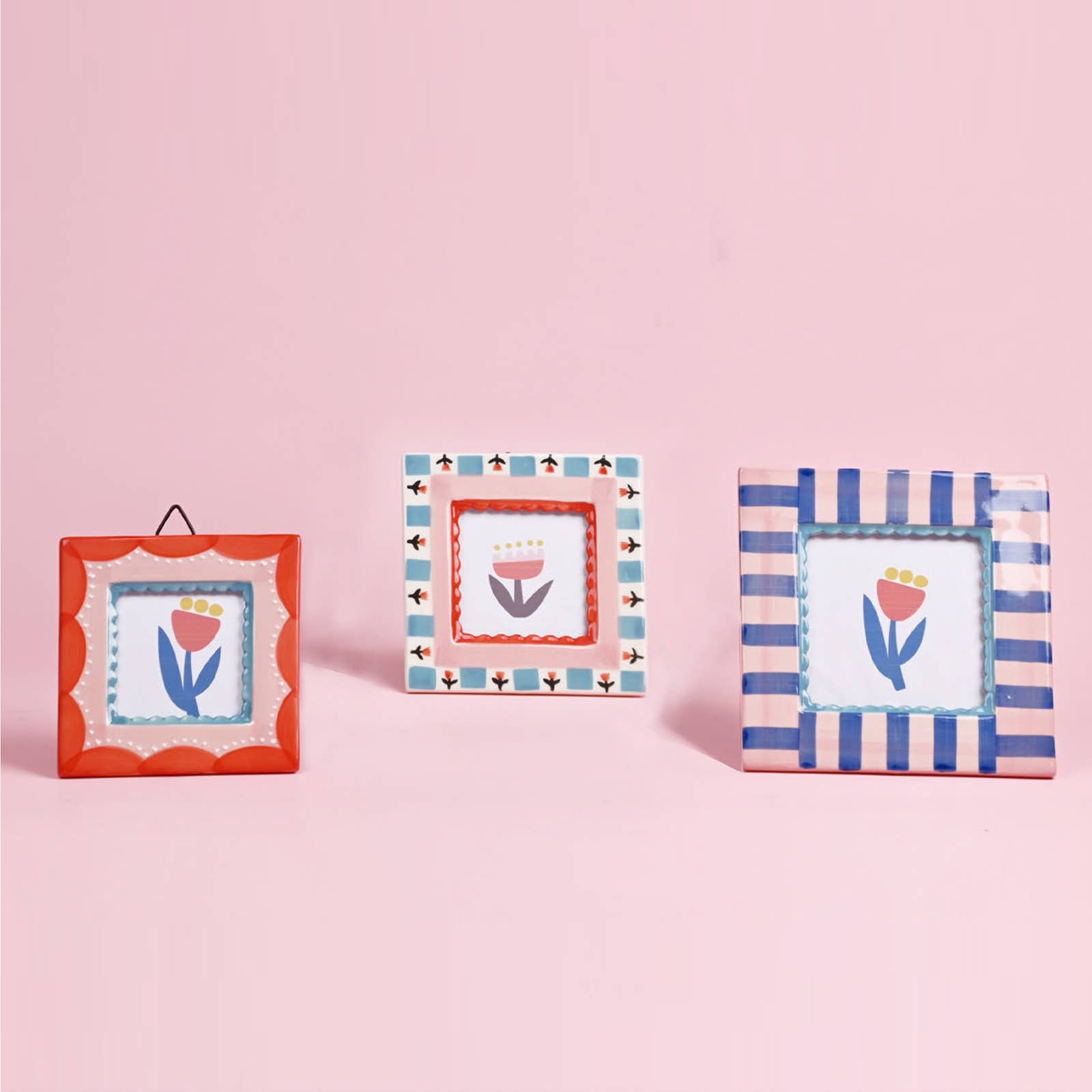 Blue Stripe Hand-painted Ceramic Photo Frame