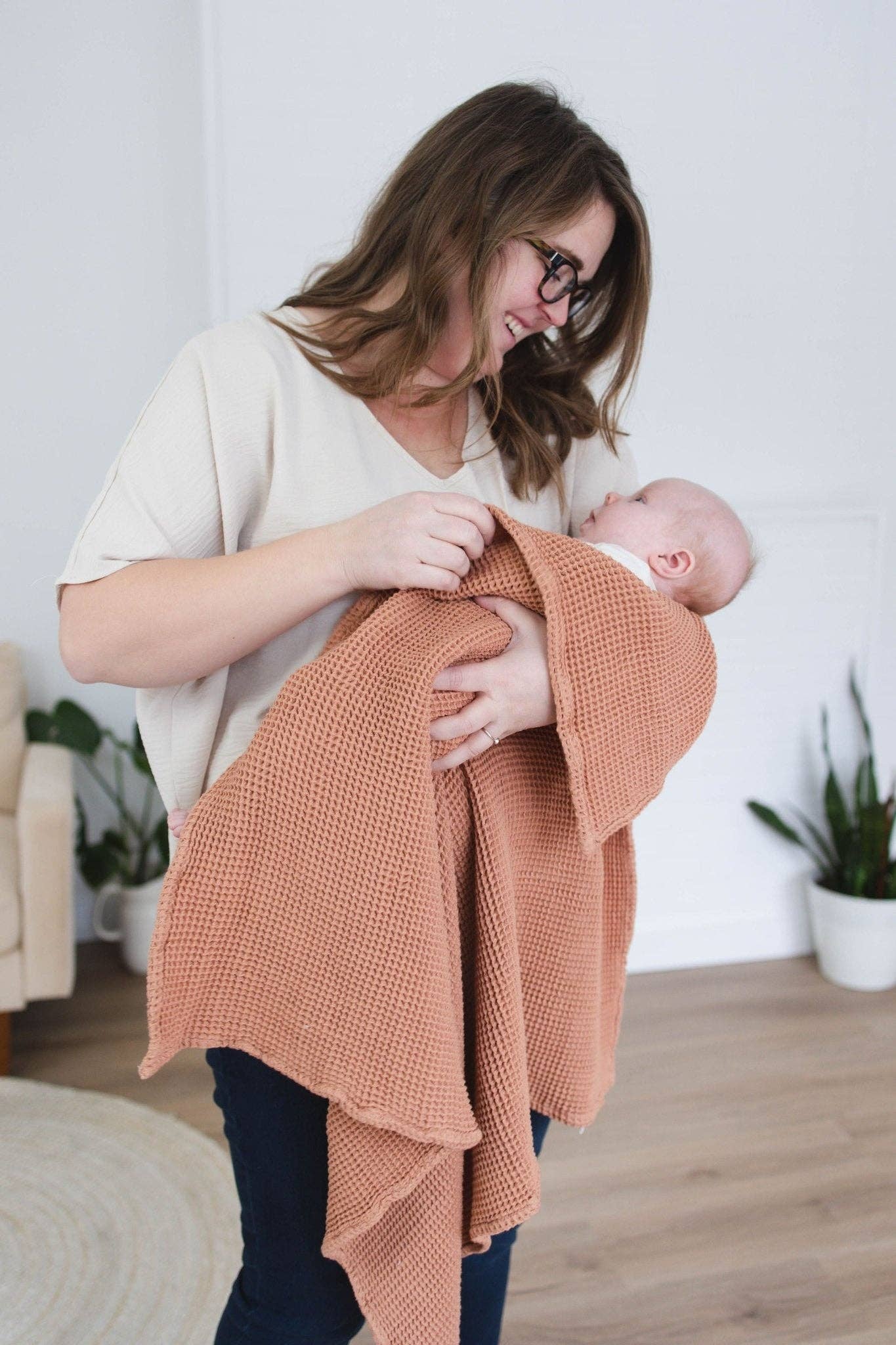 Cinnamon Waffle Bamboo Baby Blanket