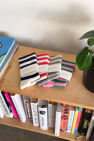Wally Socks Wide Navy Stripe