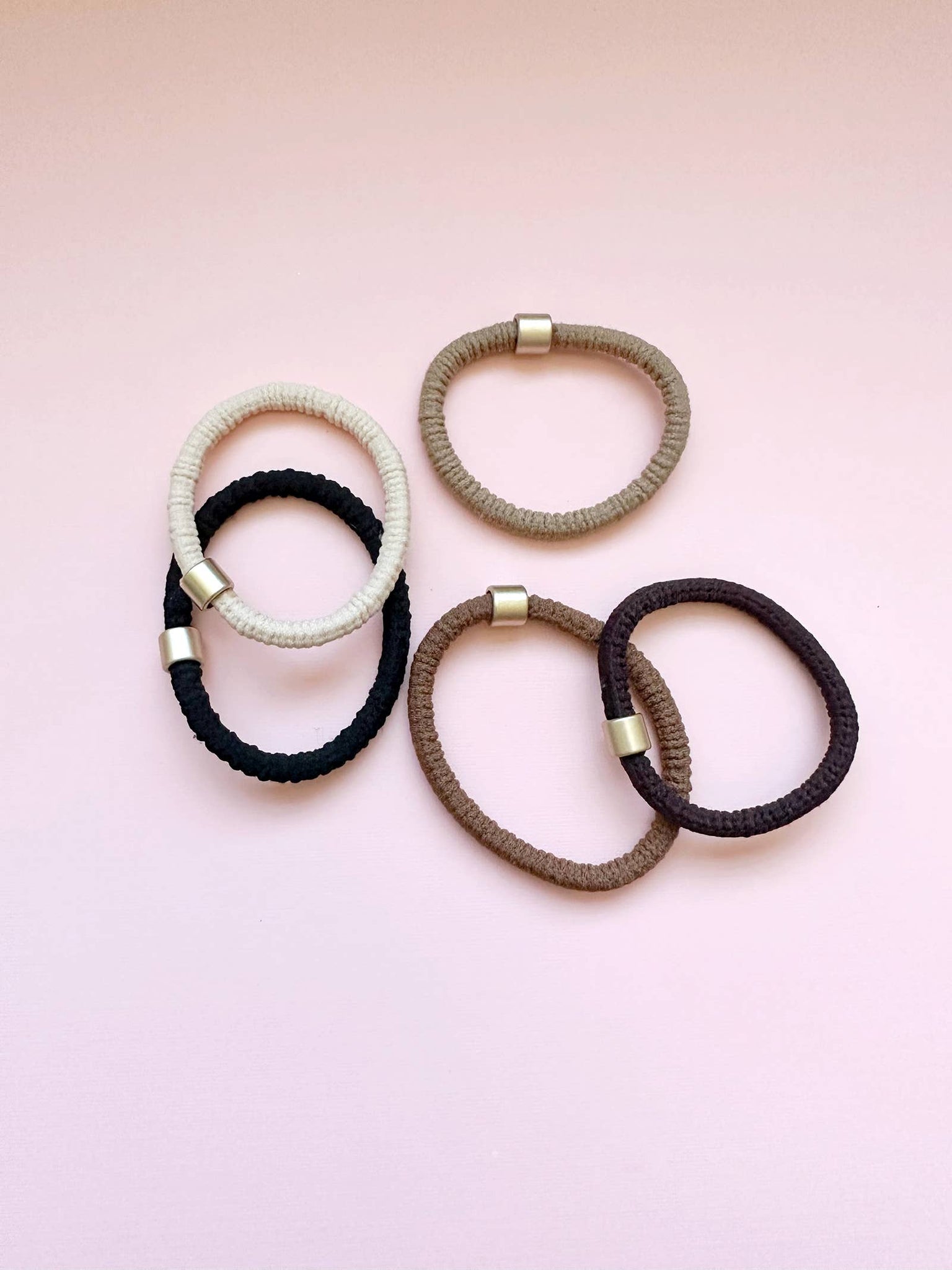 New Gold Beaded Neutral Scrunchies (set of 5)