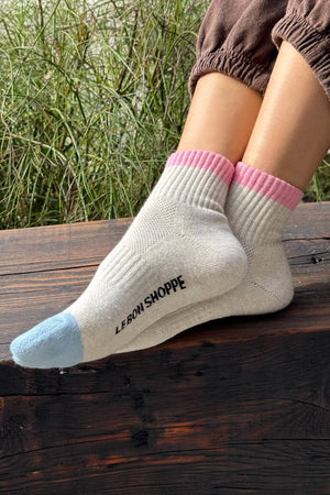 Color Block Girlfriend Socks Grey Pink