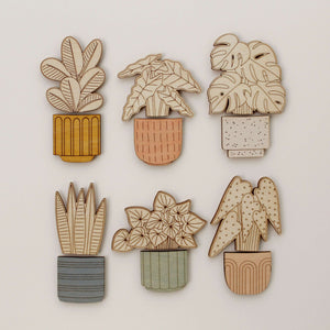 Wood House Plant Magnets | Watermelon Peperomia | Plant Lover Gift