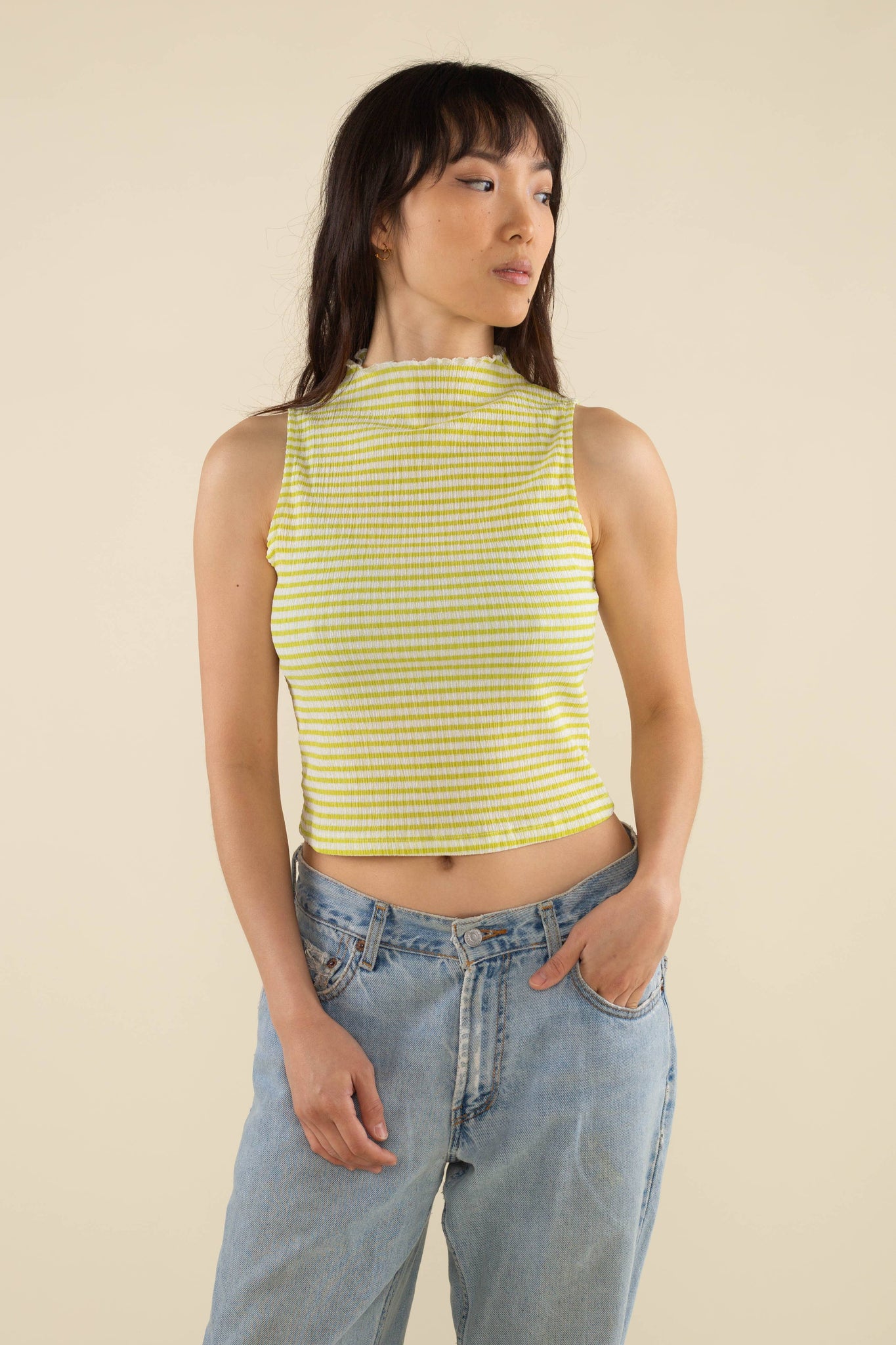 Beau Mock Neck Gingham Tank
