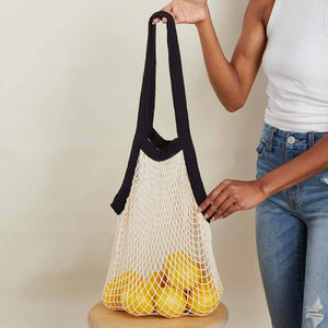 The french market bag no.2 in monochrome black: Natural
