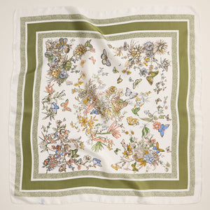 Floral Butterfly Print Scarf – Olive
