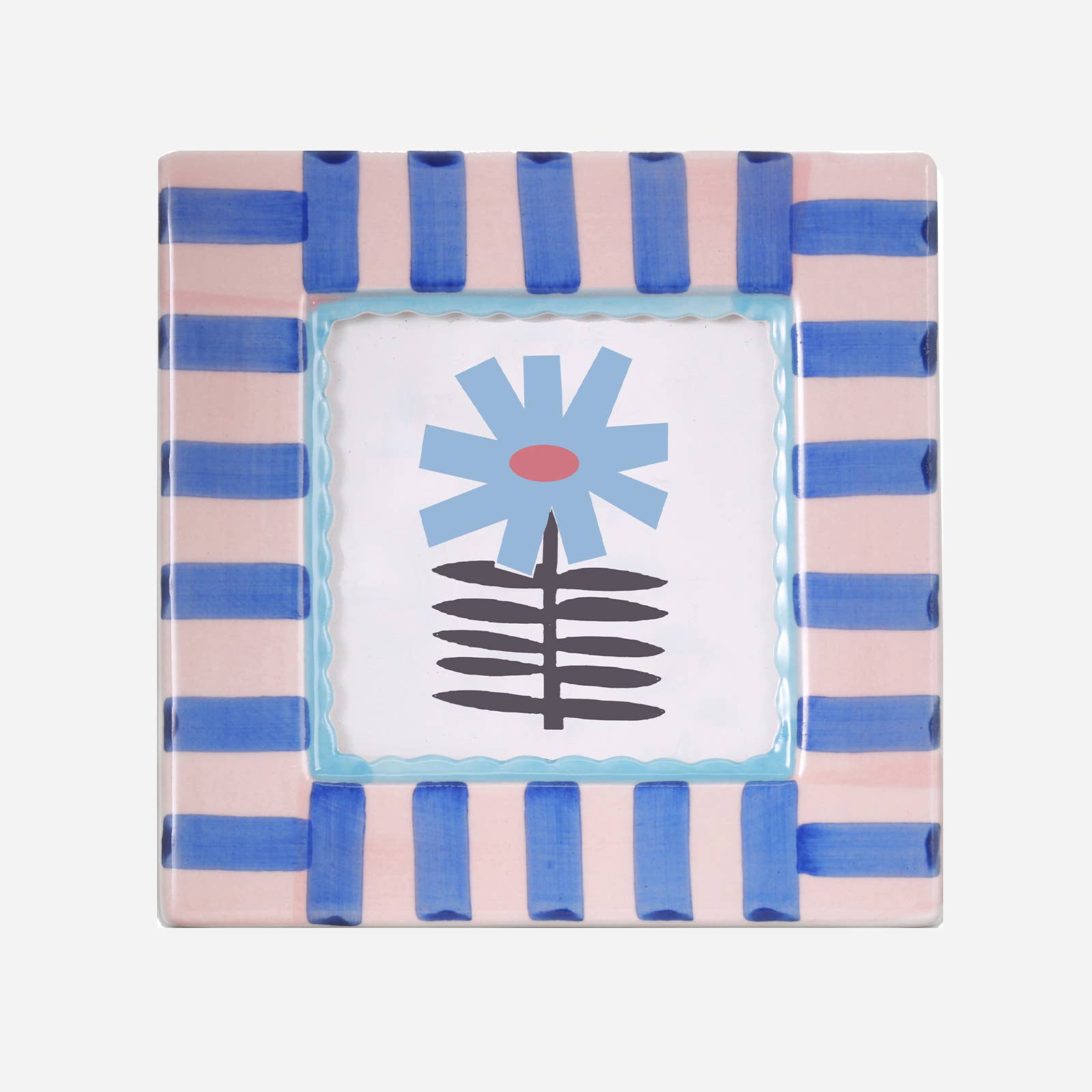 Blue Stripe Hand-painted Ceramic Photo Frame
