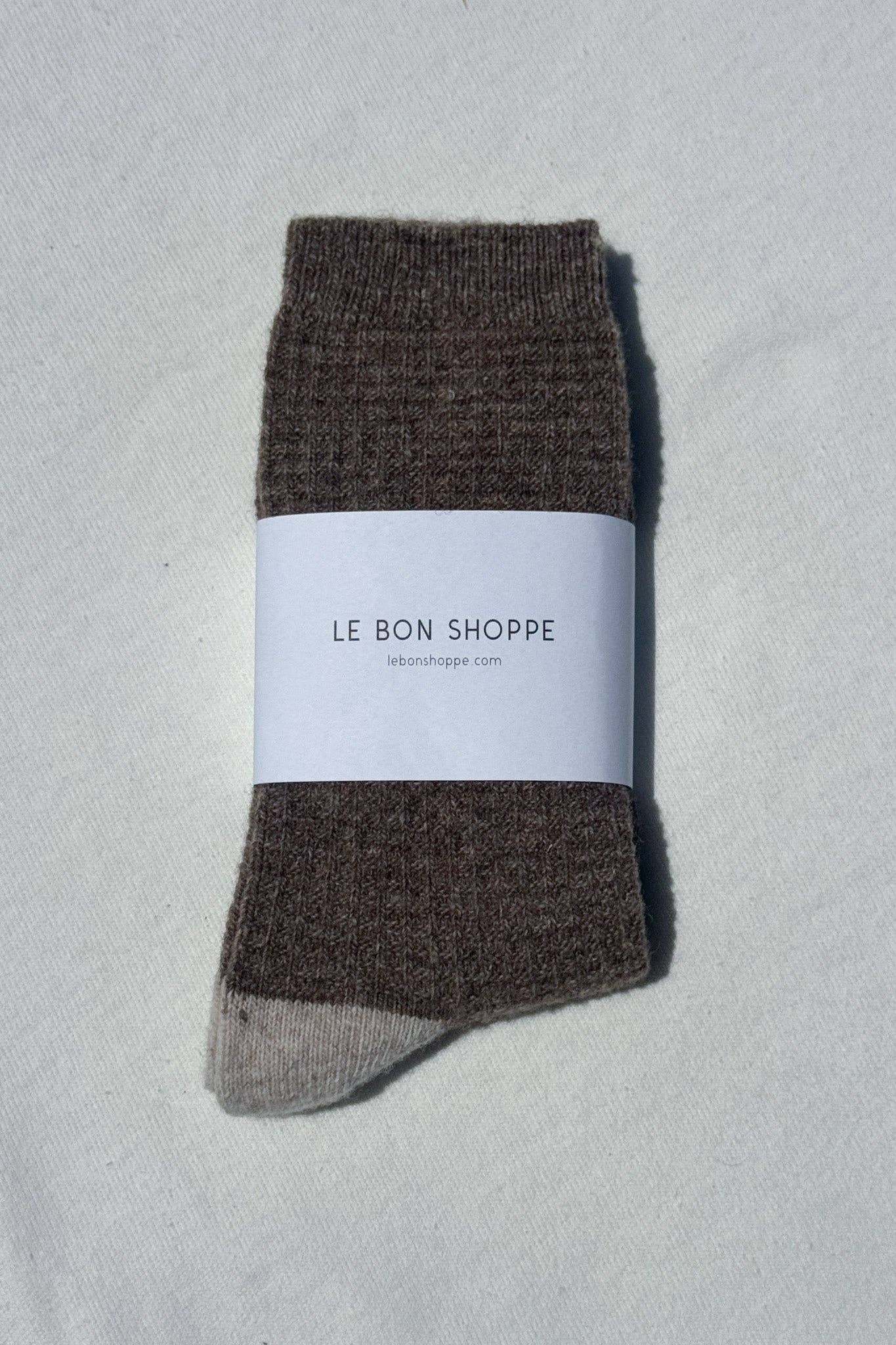 Wool Waffled Socks Brown/Oatmeal